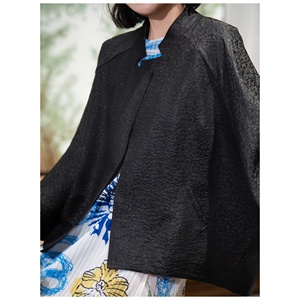 Poemtree休闲金丝夹克春季流光编织时间云纱体现优雅涤纶衬里 - Product Image 2
