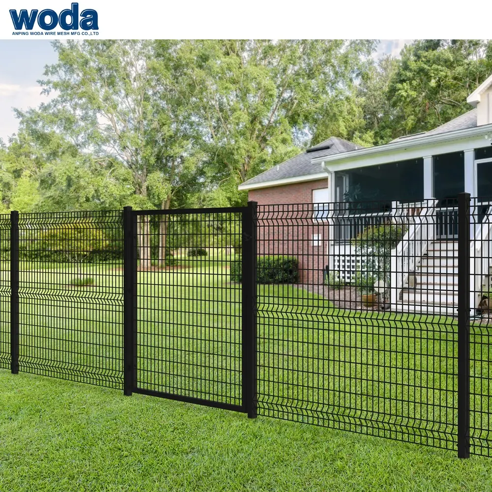 Fencing Ironcraft Euro House Outdoor Garden Fence Prism 3D Welded Wire Mesh Curved Steel Yard Fence Panel