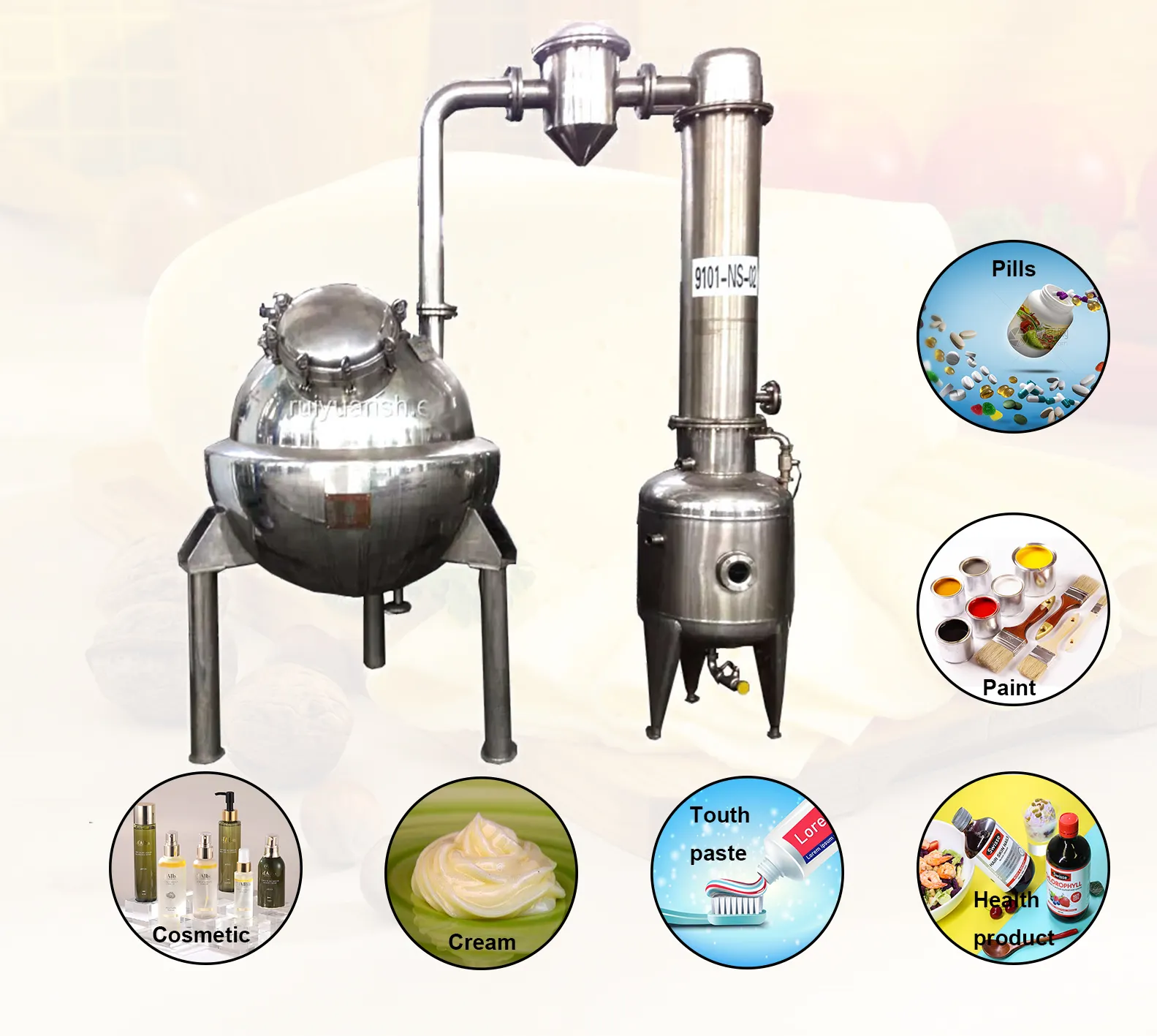 Evaporador de vacío de baja temperatura Ruiyuan, evaporador de vacío de película descendente de agua