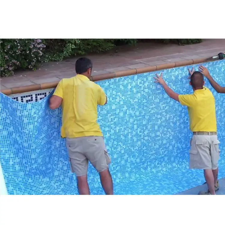 Yüzme havuzu kaplaması tedarikçiler özel mozaik Logo Pvc yüzme vinil havuz gömlekleri yerüstü havuzları için