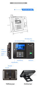 A9 Plus máquina de asistencia de tiempo de huellas dactilares con punzonadora de tiempo TCP/IP - Product Image 5