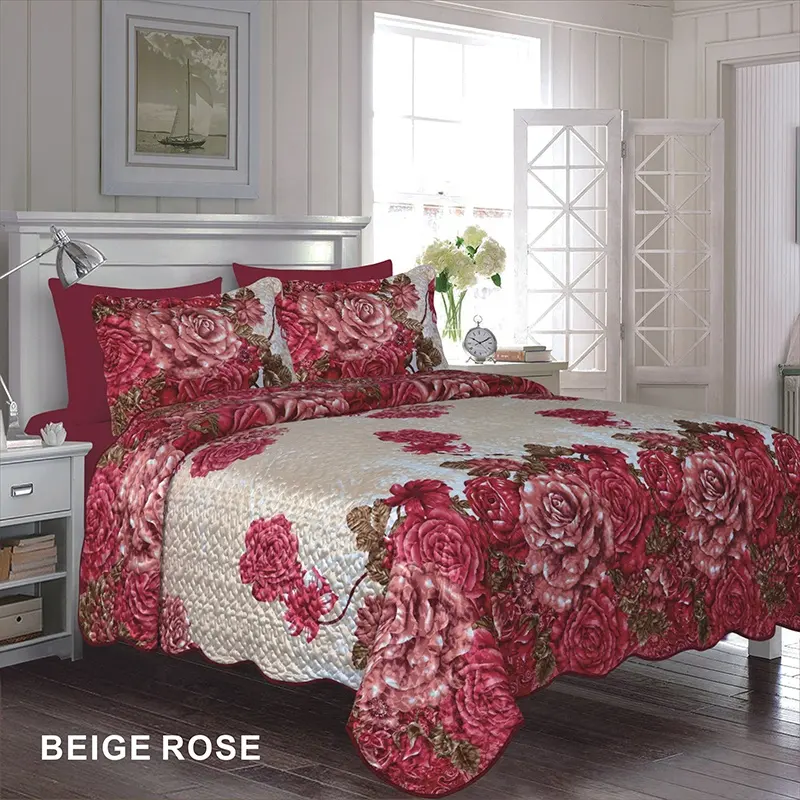 Conjunto de cama floral colecionável, conjunto com 6 peças de cama leve e respirável