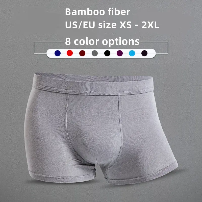 Bóxer de fibra de bambú transpirable para hombre, ropa interior, Bóxer corto de fibra de bambú para jóvenes, venta al por mayor