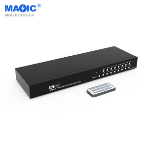 新型16端口USB 2.0 KVM交换机控制台1080P智能热键VGA分离器开关盒16进1出VGA KVM交换机