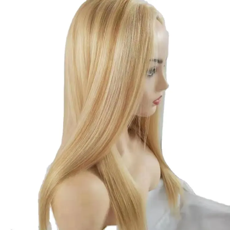 Peruca personalizada para clientes alopecia, cabelo loiro remy europeu com renda completa piano