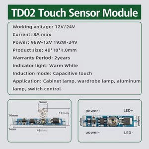 Dc12v-24v микро сенсорный диммер, модуль емкостного датчика для шкафа, легкий алюминиевый профиль - Product Image 4