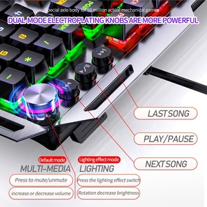 Nueva actualización K100 perilla multifunción Teclado mecánico profesional para juegos 108 teclas 12 luz RGB teclado de computadora con cable