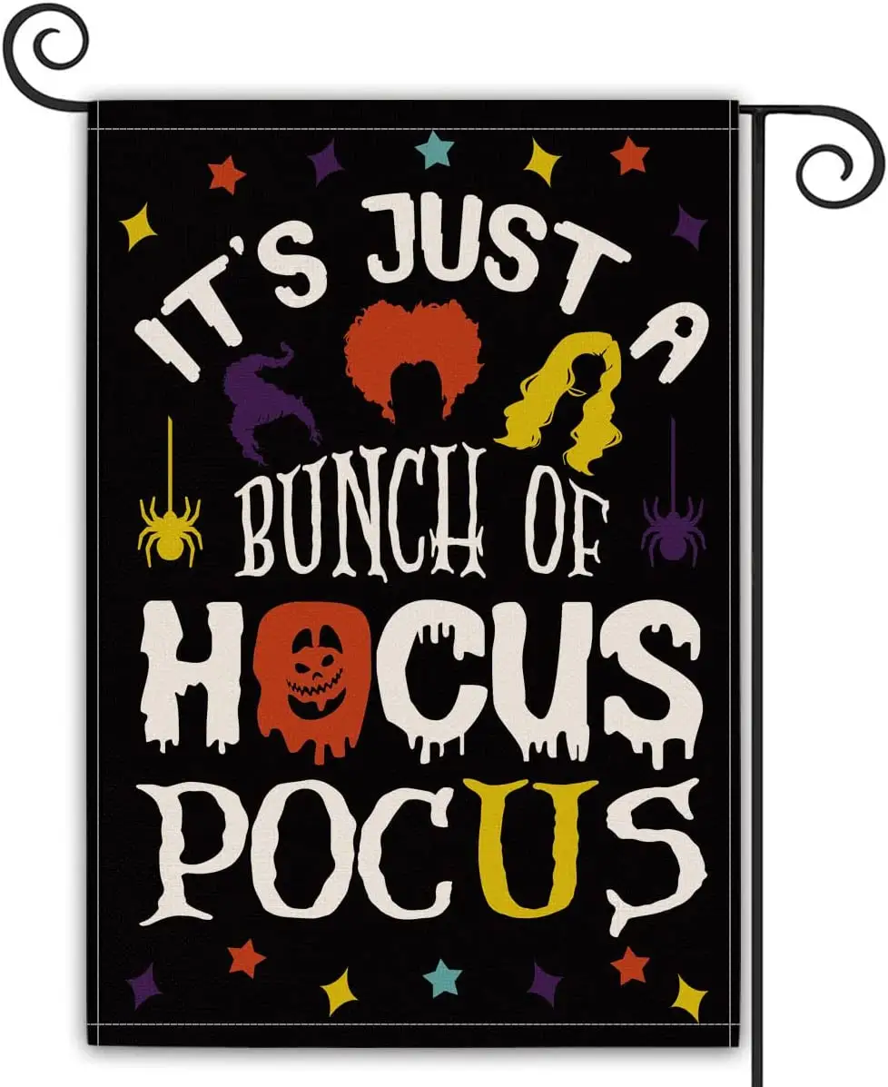 12X18in Vertical de doble cara Halloween Hocus Pocus Garden Flag Sanderson Sisters Amuck Broom Garden Flag