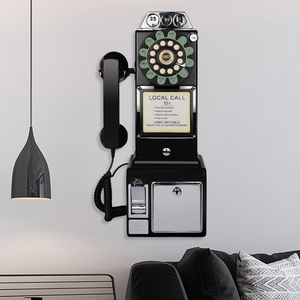 Cổ Phong Cách Mỹ 1950S Điện thoại đồng tiền hoạt động nút cổ điển Nhà Điện thoại cố định treo tường máy tính để bàn Viễn Thông - Product Image 2