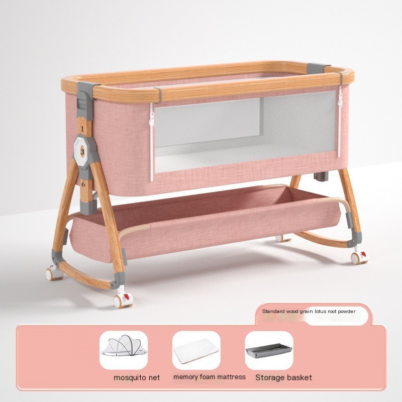 Wood grain - lotus pink - mattress + mosquito net + base frame