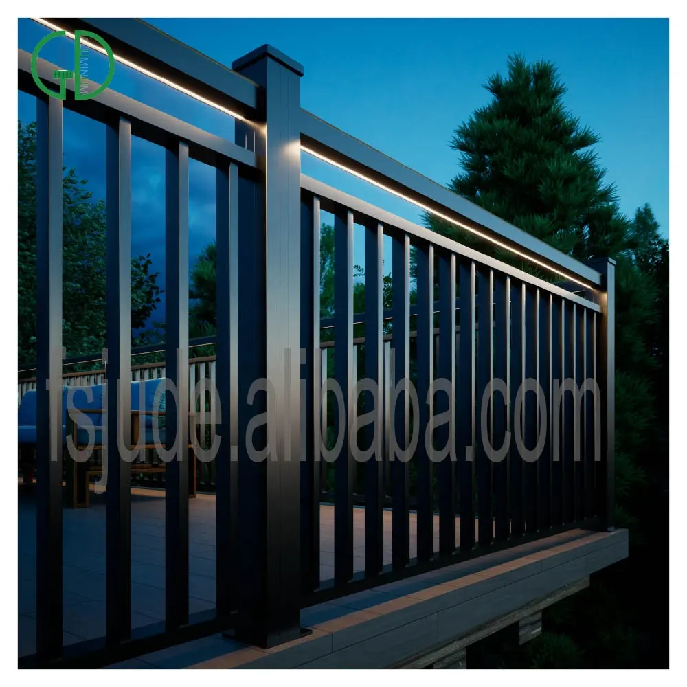 Rail de rambarde de balcon en Aluminium et verre, Balustrade sans cadre + balancier en Aluminium