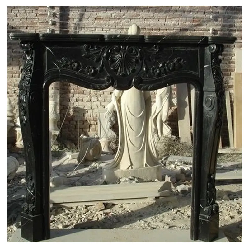 wholesale black marble fireplace surround