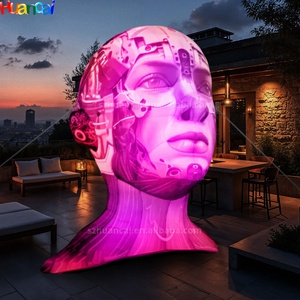 Мультяшная человеческая голова RGB Красочная светодиодная подсветка надувная модель гигантская рекламная сценическая декоративная выставочная модель надувные модели - Product Image 1