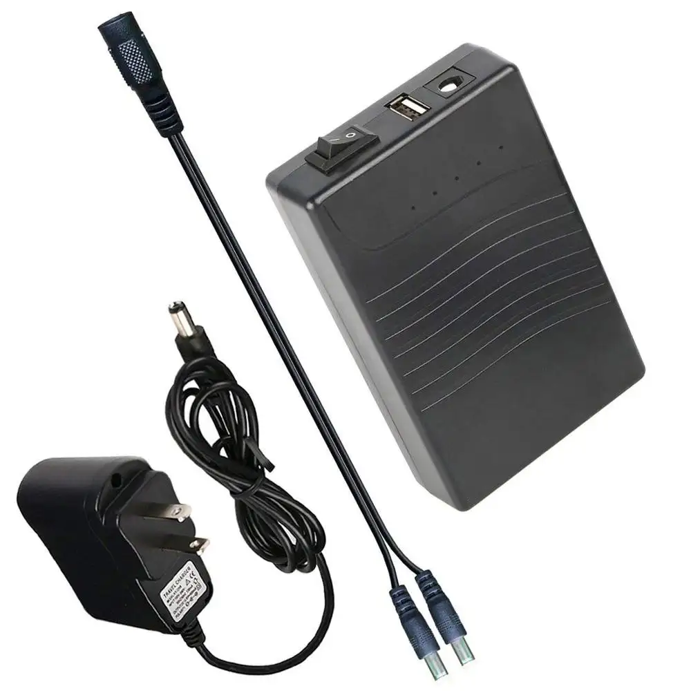 Vendita calda 5V 12V DC Output nero portatile ricaricabile 12V batteria agli ioni di litio per luce a LED