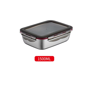 Contenedores de comida cuadrados de acero inoxidable 304 con tapas, fiambrera hermética Bento, contenedores de comida de preparación de comida de Metal, reutilizables y apilables - Product Image 4