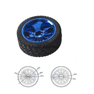 Rueda de goma de 65mm, modelo RC, neumático alargado, acoplamiento de cobre, conexión hexagonal para Arduino, chasis de coche inteligente DIY