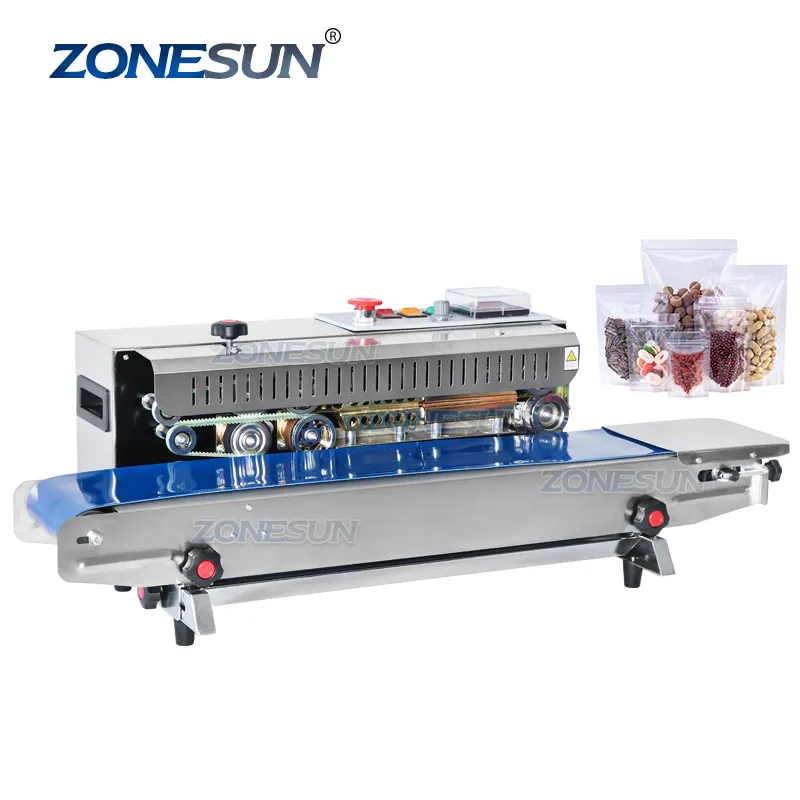 ZONESUN-sellador de banda continua de tinta sólida FR-900, máquina de sellado de banda de alimentos expandida