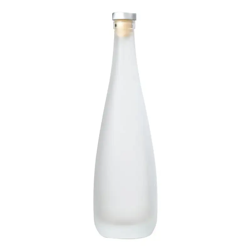 Botella de vino de cristal con forma de gota de agua, transparente, esmerilada, Blanca, para jugo, whisky, botella vacía para licor de 500ml o 75ml