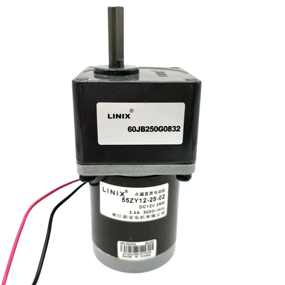 LINIX 55ZY12-25-02 60 jb250g0832 motore dell'ingranaggio di CC a magneti permanenti 12V 25W 3000r/min 3.4A rapporto 1:250