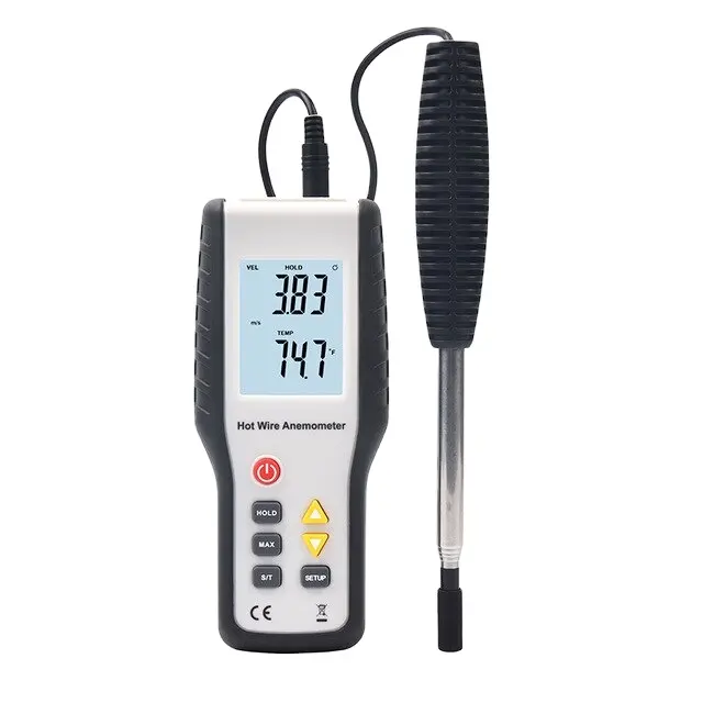 HTI-HT-9829 de paleta eólica industrial, anemómetro de cable caliente, medidor de velocidad del viento de agujero más pequeño, en Stock