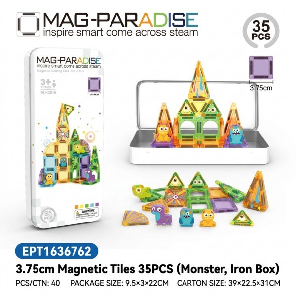 EPT1636762-3.75cm Baldosas Magnéticas 35 Piezas (Monstruo, Caja de Hierro)