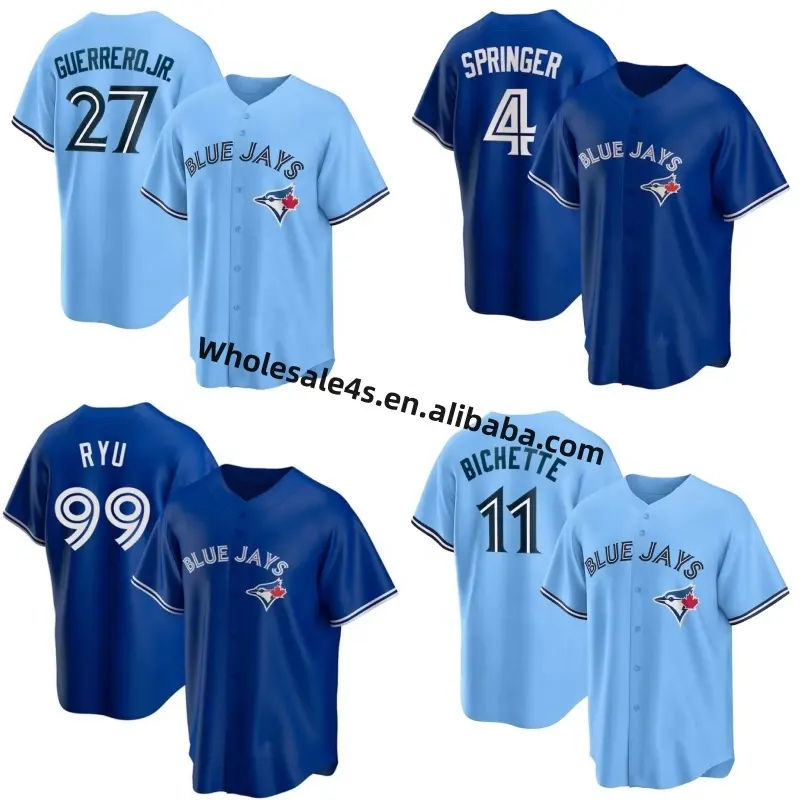 Venta al por mayor Toronto City Baseball Jersey Cosido Hombres Softball Wear Team Uniform 27 Guerrero Jr. 11 Bo Bichette