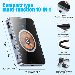 8 en 1 USB C Hub 5Gbps Tipo C Estación de acoplamiento 15W Carga rápida inalámbrica Lector de tarjetas TF/SD Entrada de alimentación QC/PD para computadora de teléfono