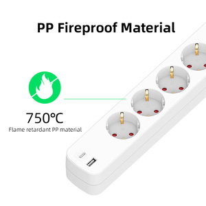 Certificação CE UE Power Strip Carregador USB Extensão Cabo Soquete AC Outlet