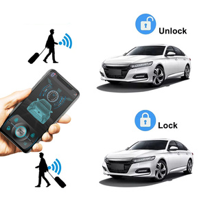 Alarma inteligente para coche de 12V, aplicación de teléfono, código de salto bidireccional, control BT PKE, sistema de seguridad de coche unidireccional sin llave con 2 mandos a distancia