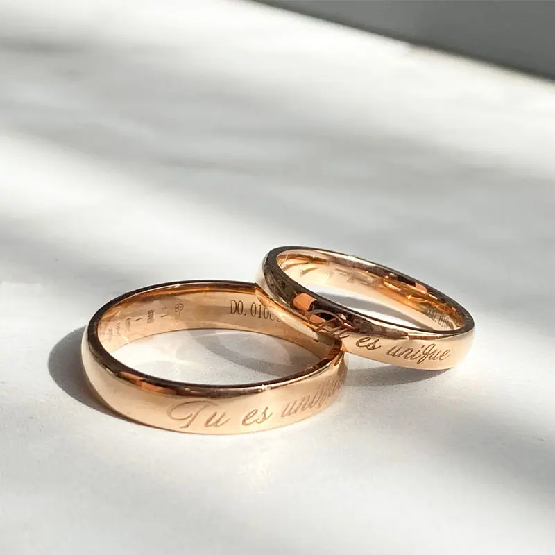 קלאסי חתונה טבעת להקות שם אמיתי 9k 14K 18K זהב זוגות סט טבעת לגברים ונשים אירוסין טבעת