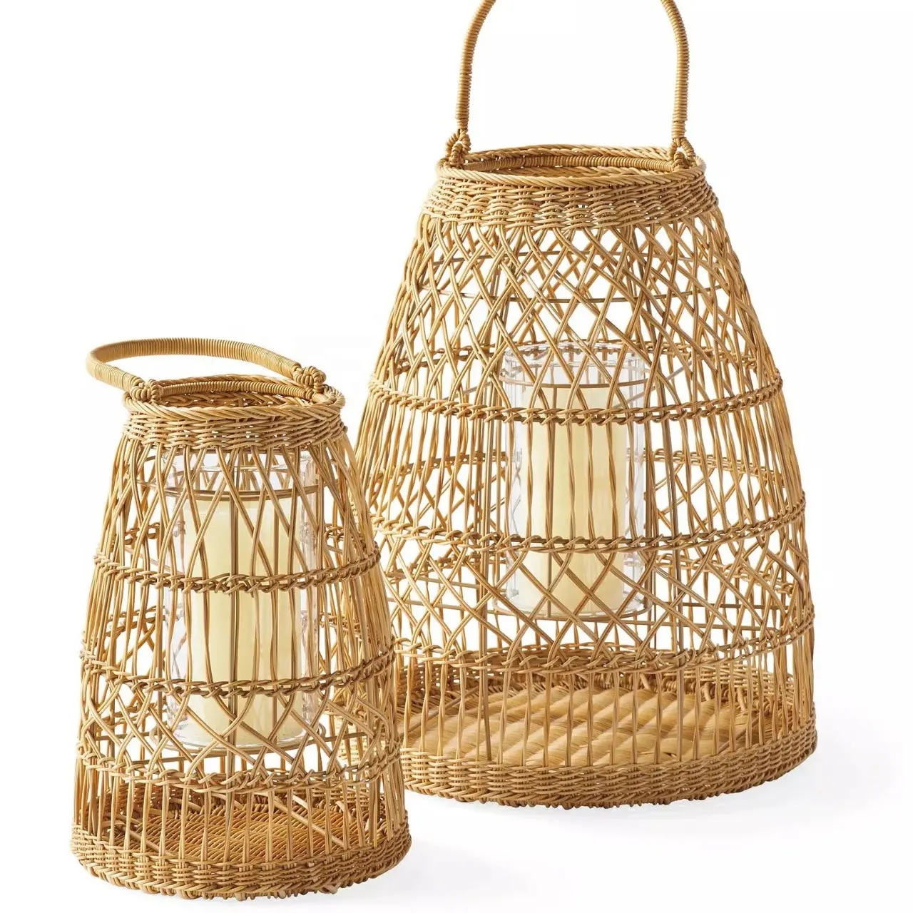 Creative rattan style candlestick floor hanging ornaments decorative lamps pastoral style candle lamp