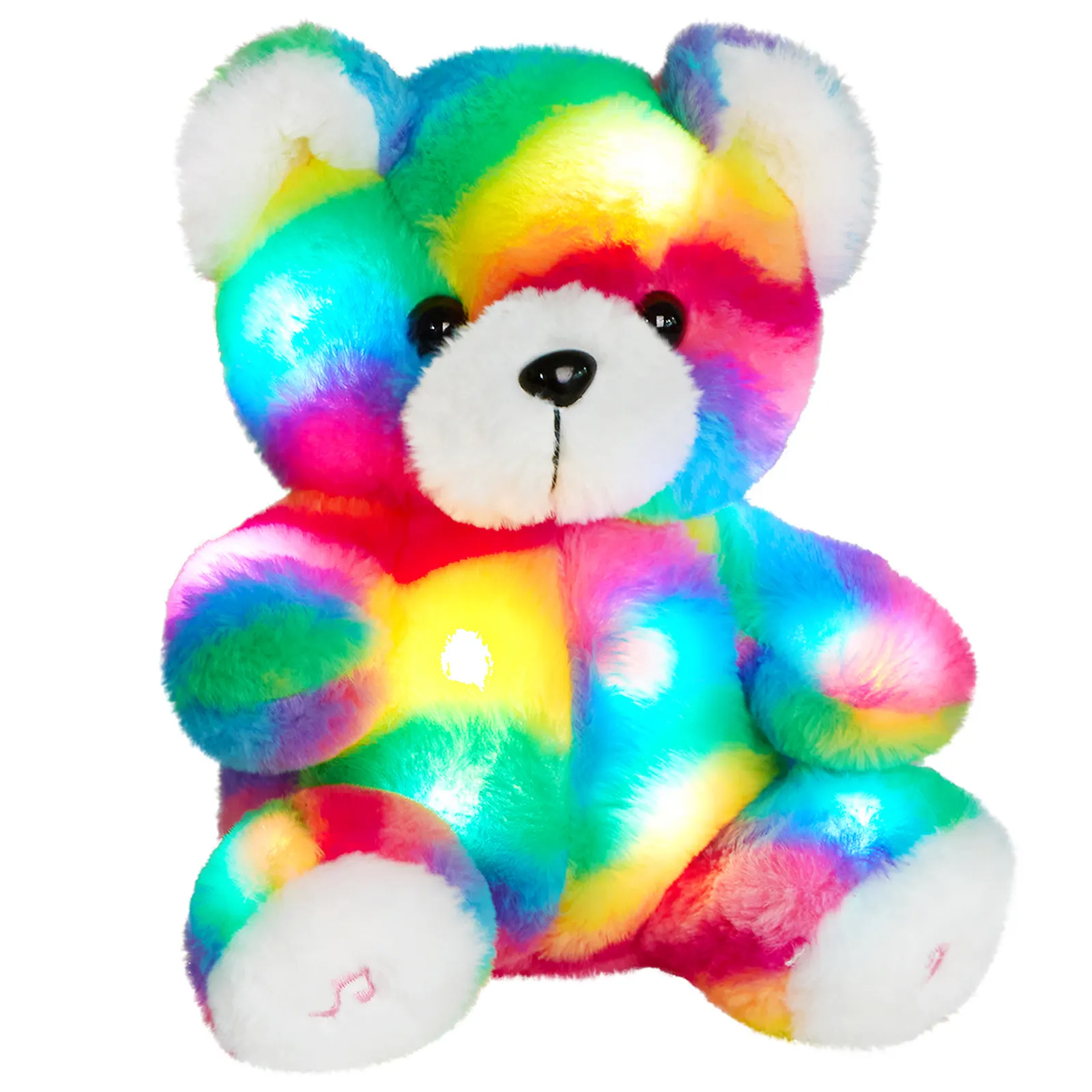 Oso de peluche de arcoíris con luces LED para niños, juguete de peluche de alta calidad con luces LED brillantes para la noche, regalos de animales de granja