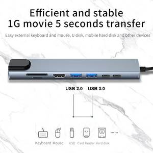 8 in 1 lettore di memoria Multi-funzione hub 3.0 usb HUB Rj45 trasferimento di rete TF/SD card reader station usb c hub adattatore intelligente - Product Image 2
