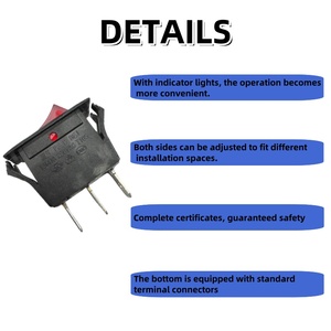 32*16.9mm 3 Pin güç anahtarı açma-kapama 16A 250V 20A 125V kırmızı gösterge ışığı Rocker anahtarı ile iki mod kontrolü - Product Image 6