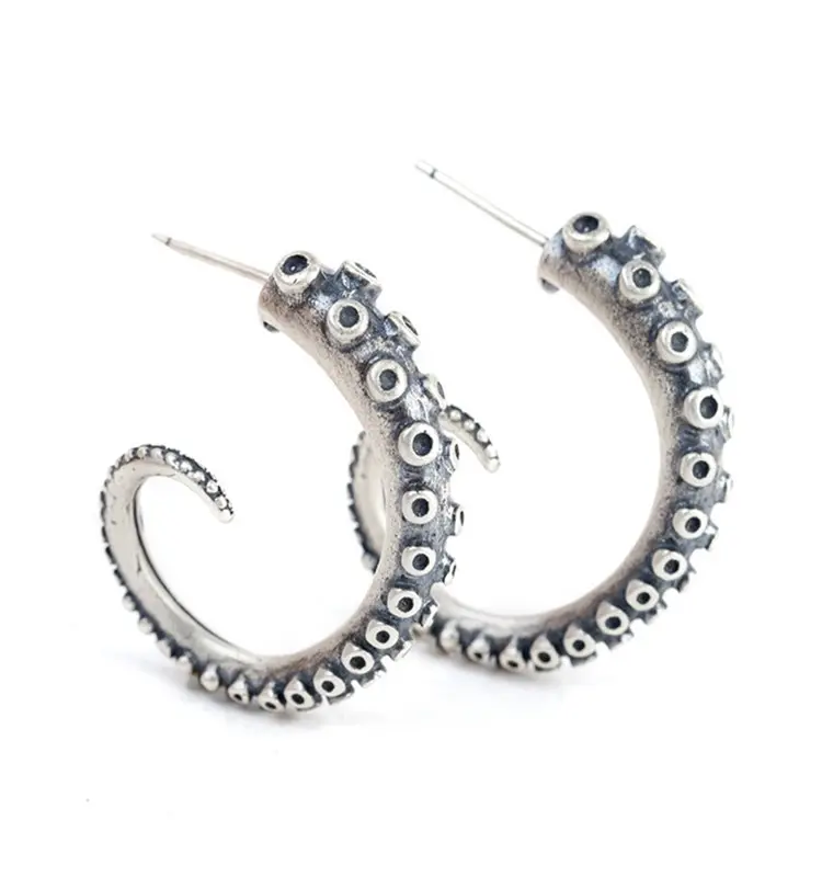 Moda polpo tentacolo orecchino Vintage Punk Piercing all'orecchio polsino Clip-On Pin orecchini Hip Hop Stud orecchino gioielli per donna uomo