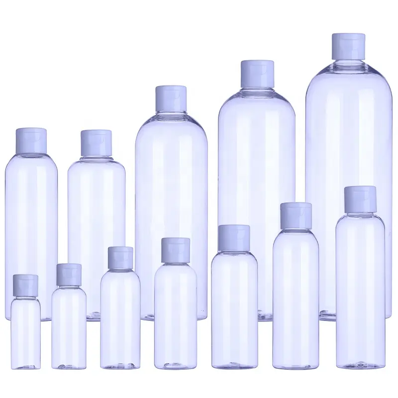 Bouteille d'eau en plastique PET gel douche emballage de cosmétiques de soin de la peau vente en gros soins capillaires produits de salle de bain bouteille de lotion de beauté