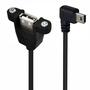 Yeni 0.5m dik açı Mini USB tip a dişi yazıcı uzatma kablo USB 2.0 konnektör PVC veri USB-A kablo vida ile aşağı yukarı - Product Image 2