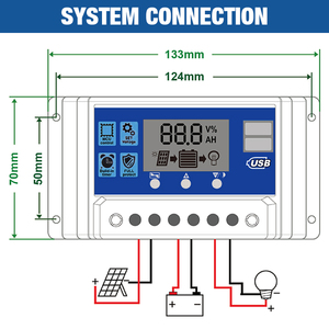 60A/50A/40A/30A/20A/10A Solar laderegler 12V 24V Auto PWM Controller LCD-Display 5V Dual USB Ausgangs regler - Product Image 4