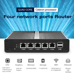 HelorPC Fanless <strong>Computer</strong> Fanless Quad Core J1900 J1800 Router <strong>Network</strong> Security 4 Ethernet Rj45 Lan Port Virtual Router Mini Pc