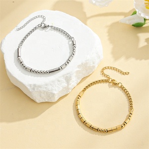 Yiwu Aceon Edelstahl Benutzer definierte DIY Shinny Runde Perle Kurz zylinder Versteckte Nachricht Morsecode Armband einstellen