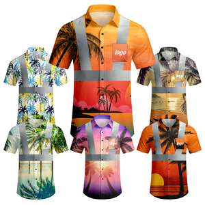 เสื้อชายหาดฮาวาย Aloha เสื้อแขนสั้นลายดอกไม้เกาะสะท้อนแสงโลโก้ตามสั่ง - Product Image 1