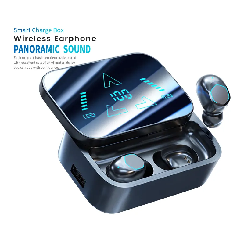 سماعات أذن Tws لا سلكية خضراء بشاشة رقمية LED قابلة للتخصيص سماعات أذن للاتصال بشاشة عرض طاقة ليد عالية الجودة