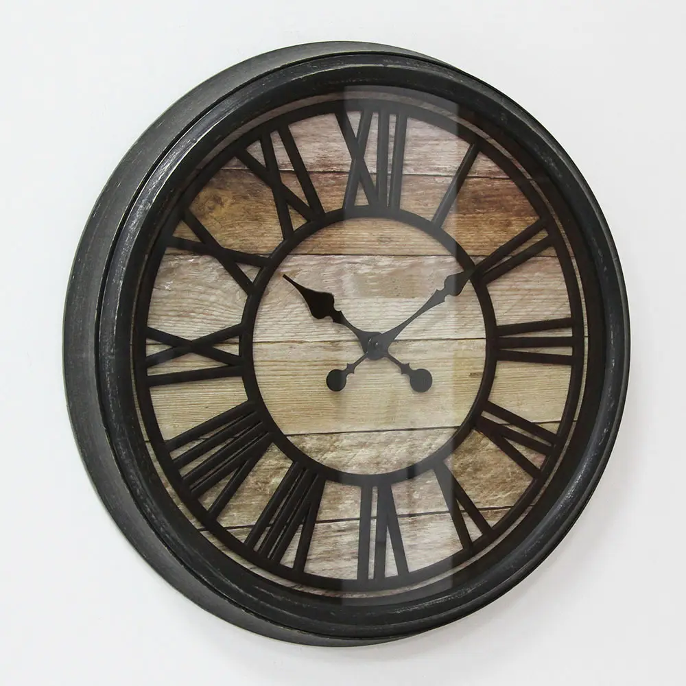 Mayco Shabby Chic Vintage Rústico Decoração Interior Angustiado Wall Montado Relógio De Madeira Frame Relógio De Parede