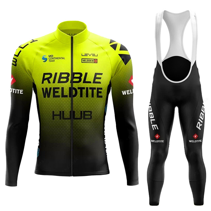 Collant de cyclisme jaune + bavoir - Blanc