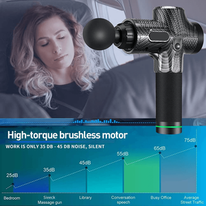 Pistola per massaggio di alta qualità con velocità di vibrazione a percussione con Logo personalizzato con motore Brushless pistola per massaggiatore per il rilassamento muscolare dei tessuti profondi - Product Image 6