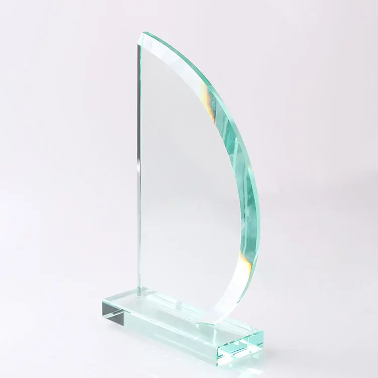 Crystal sailboat award jade glass blank trophy plaque as prize crystal award sports sublimation