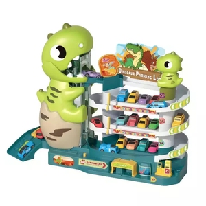 Education Electric Assembly Roller Coaster Rotation Garage Parking <strong>Highway</strong> Dinosaur Vehicle Track <strong>Toy</strong> Play Set With Light - Product Image 1