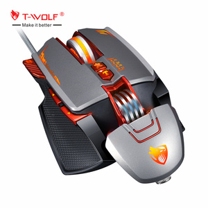 T-WOLF V9ゲーミングマウスコンピューター人間工学に基づいたUSB金属有線マウスはマクロプログラマー6400 DPIマウスをサポート - Product Image 1