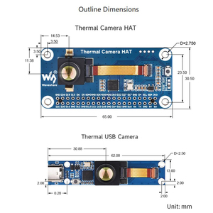 Raspberry Pi Wärme bild kamera 40PIN GPIO Header oder Typ C Port 80x62 Pixel 45 FOV Langwellen-IR-Wärme bild kamera modul - Product Image 6