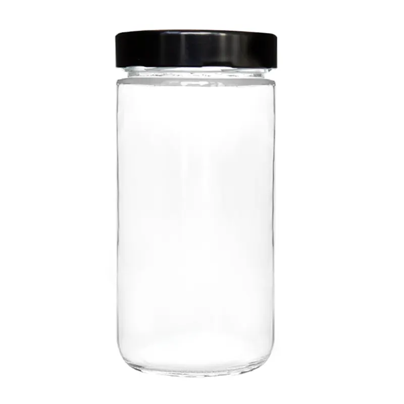 JM Jam Honey Food Candy Jars Verre rond transparent avec couvercles en métal profond Qualité alimentaire Vente en gros Carton de cuisine vide 314ml Minimaliste